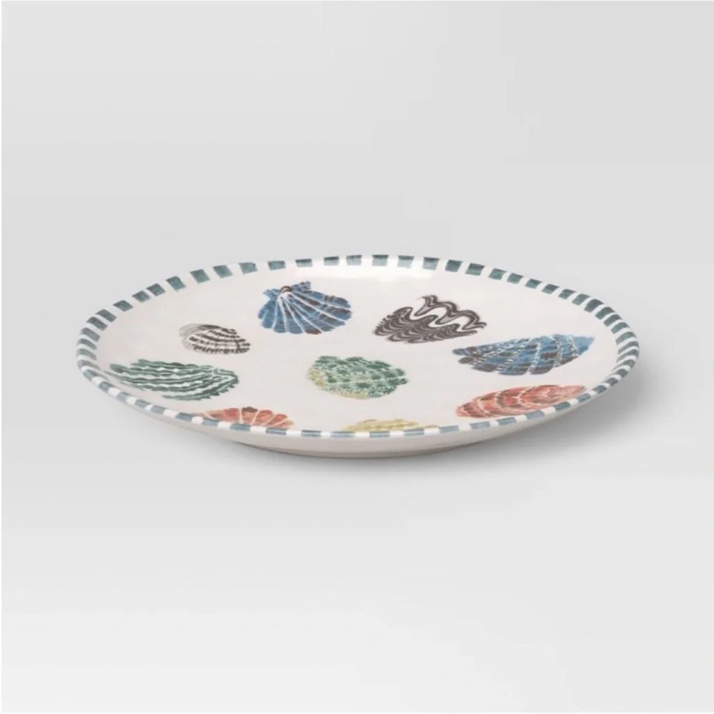 Set 2 | Coastal 9-Inch Stoneware Seashells Dinner Plate - Threshold